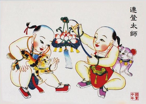 12款民间工艺年画，手绘民俗文化年画